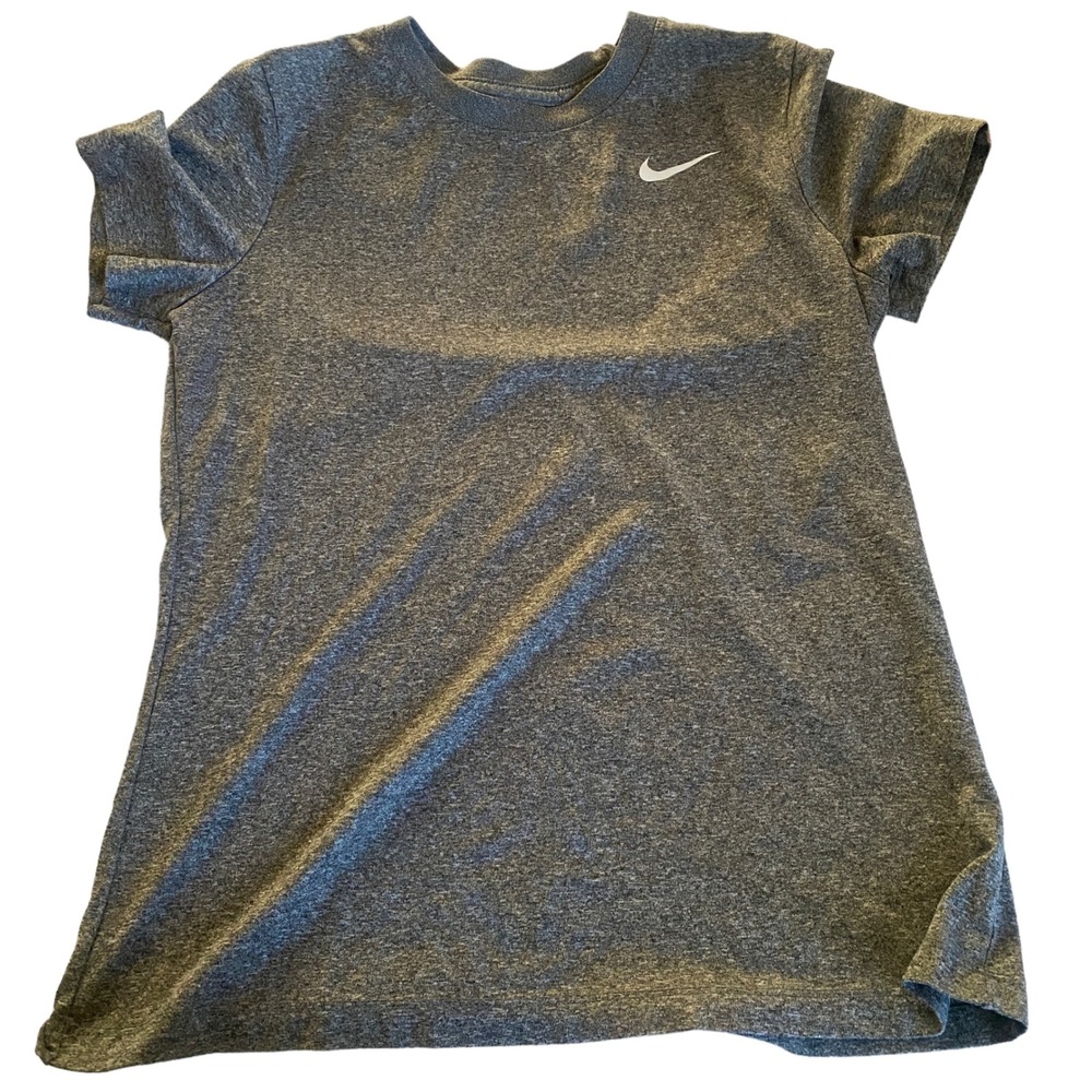 Nike T-Shirt Womens Small Gray Dri-FIT Short Sleeve Heathered Activewear Swoosh